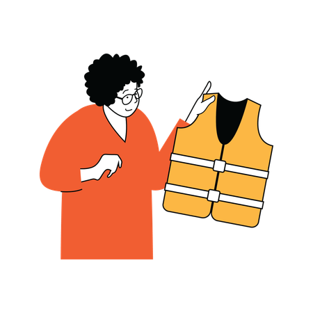 La dame porte un gilet de sauvetage  Illustration