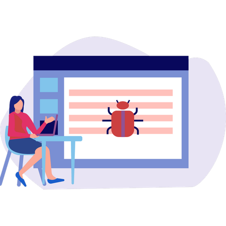 Dame präsentiert Browsing-Bug  Illustration