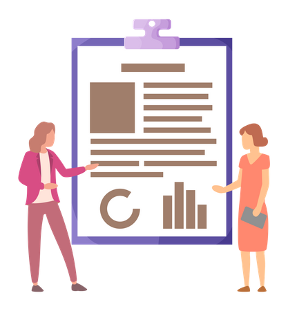 Dame präsentiert statistische Daten  Illustration