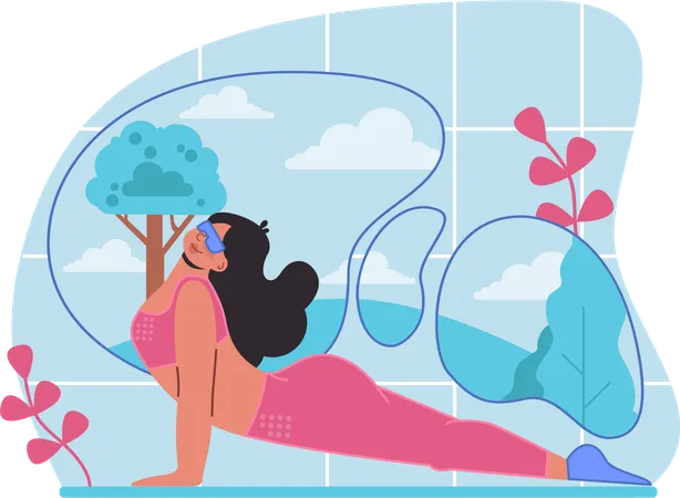 Dame fait du yoga VR  Illustration