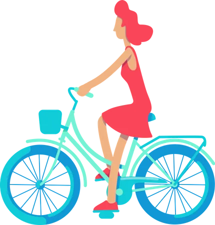 Dame, die Fahrrad fährt  Illustration