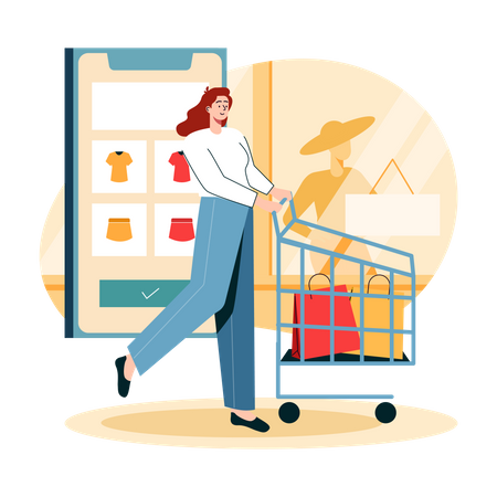 Dame beim Online-Shopping  Illustration