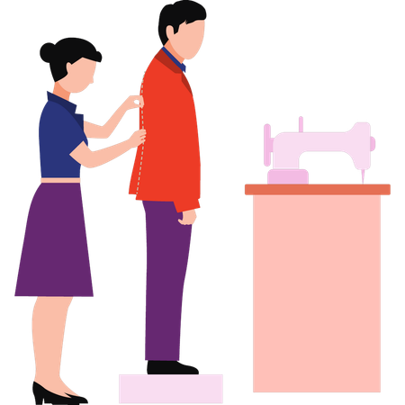 Dame tailleur mesure les vêtements  Illustration