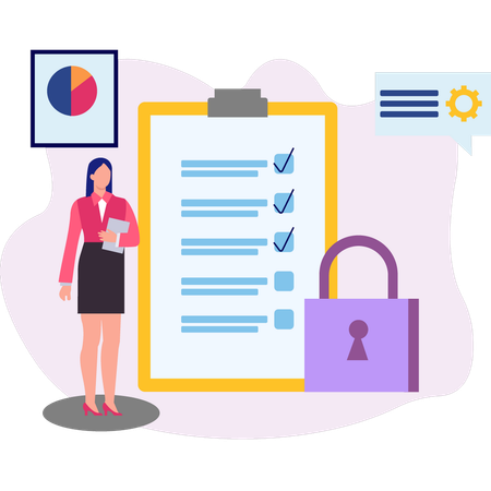 Dame vérifiant la liste de contrôle  Illustration