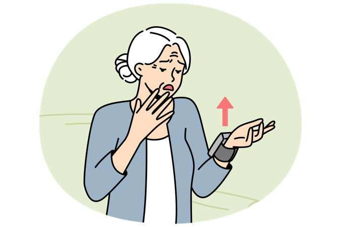 Frau war nervös, nachdem sie einen Indikator für ihren schlechten Gesundheitszustand gesehen hatte  Illustration