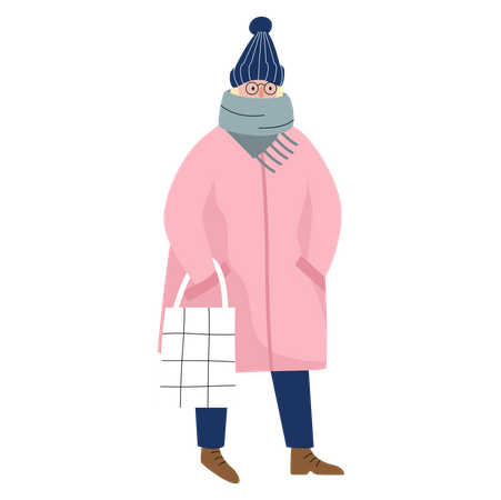 Frau trägt Winterkleidung  Illustration