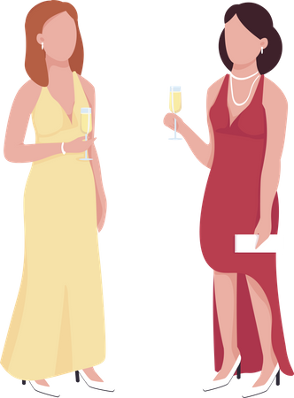 Mesdames participant à un événement et buvant de l'alcool  Illustration