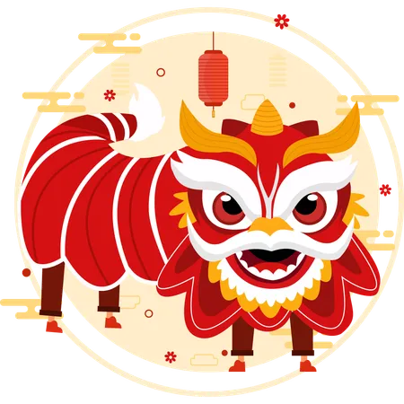 Dança do dragão chinês  Ilustração