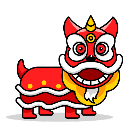 Dança do Leão Chinês  Ilustração