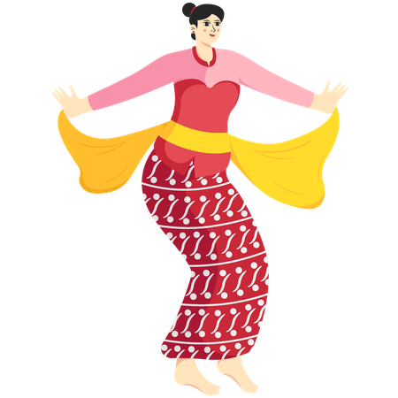 Dança Tradicional Jaipong  Illustration