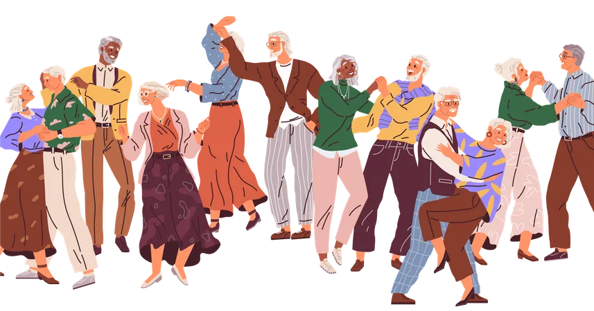 Velhos dançando  Ilustração