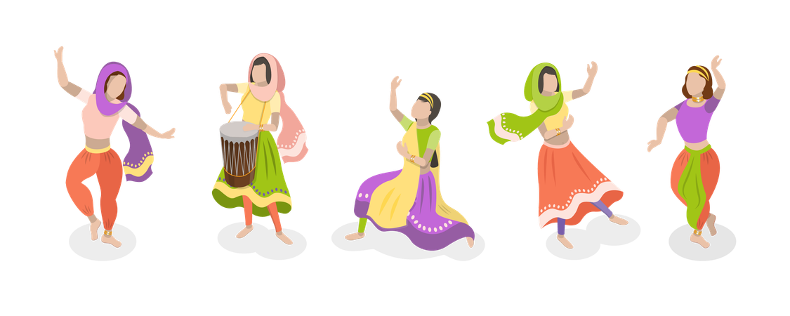 Dançarinos indianos tradicionais  Ilustração