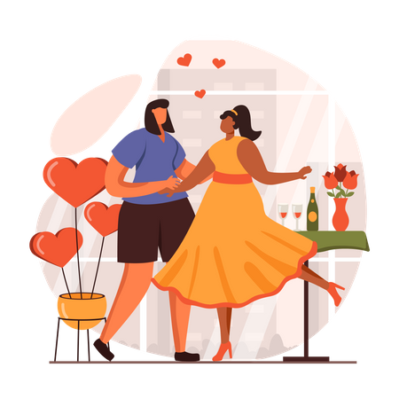 Dance by lesbian couple  Illustration