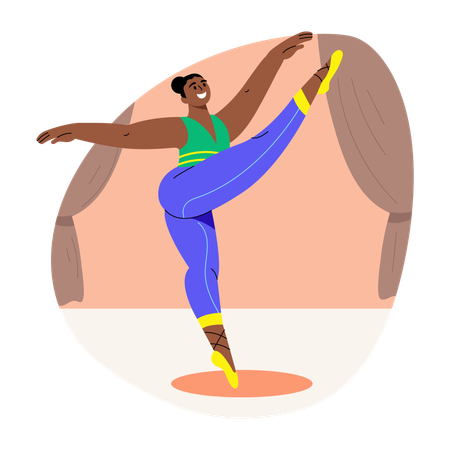 Dance kick shown by dancer  Illustration
