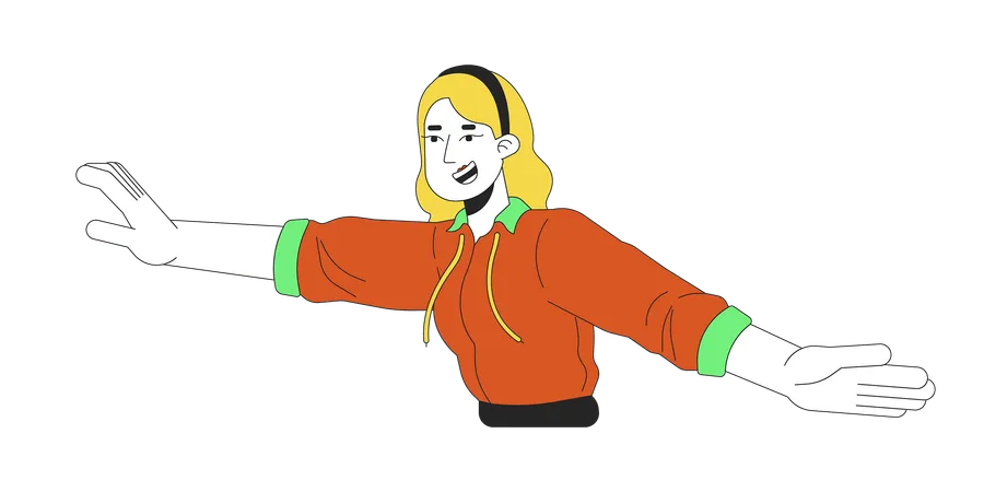 Dance move with arms caucasian woman  Illustration