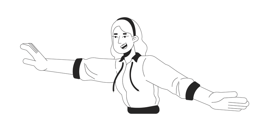 Dance move with arms caucasian woman  Illustration