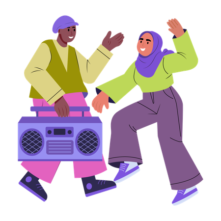 Dance party enjoyed by people  Illustration