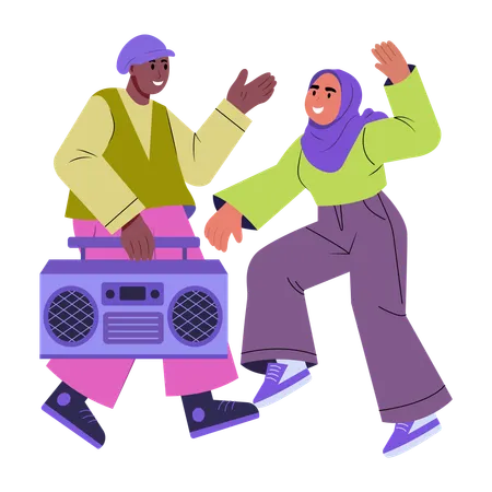Dance party enjoyed by people  Illustration