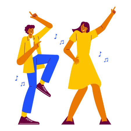 Dance party with friends  Illustration