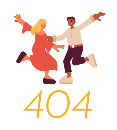 Dancers dancing with error 404 flash message  Illustration