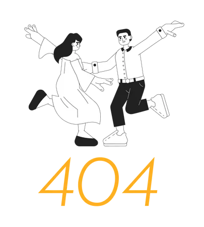 Dancers dancing with error 404 flash message  Illustration