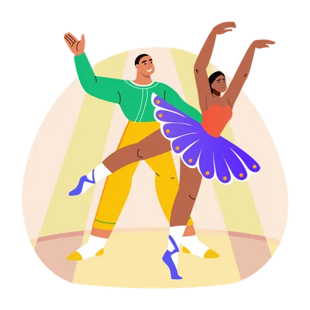 Dancers performing on stage  Illustration
