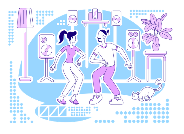 Dancing at home  Illustration