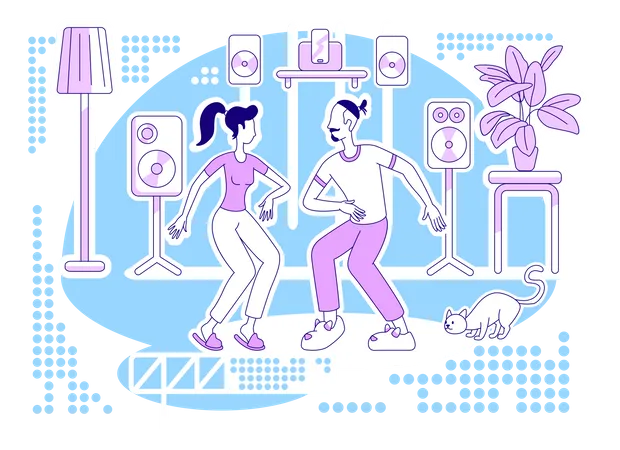 Dancing at home  Illustration