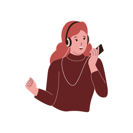 Dancing female with headphone  Illustration