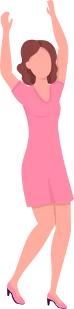 Woman In Pink Party Dress Semi Flat Color Vector Character Dynamic Figure Full Body Person On White Holiday Isolated Modern Cartoon Style Illustration For Graphic Design And Animation Illustration