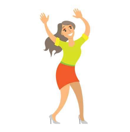 Dancing Lady Shaking Body on Music  Illustration