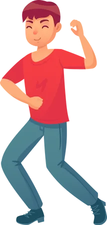 Happy Dance Of Excited Teenager Young Free Man Illustration