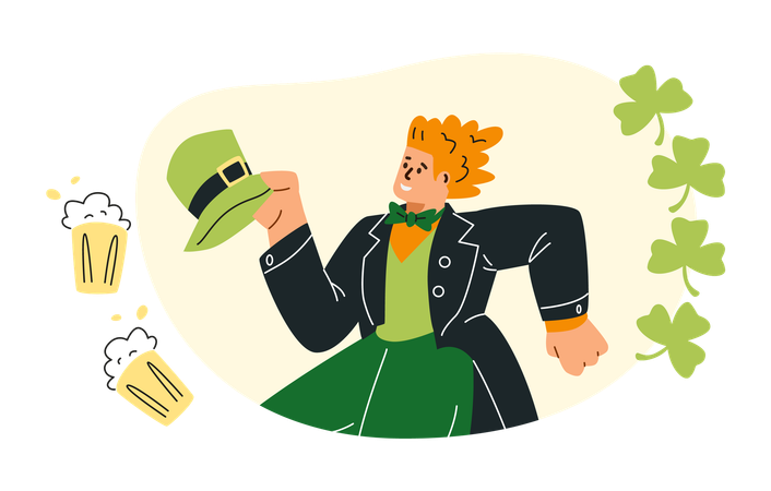 Dancing man celebrate St. Patrick's Day  Illustration