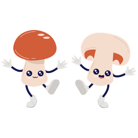 춤추는 버섯  일러스트레이션