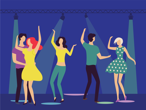 Dancing People in Club  Illustration