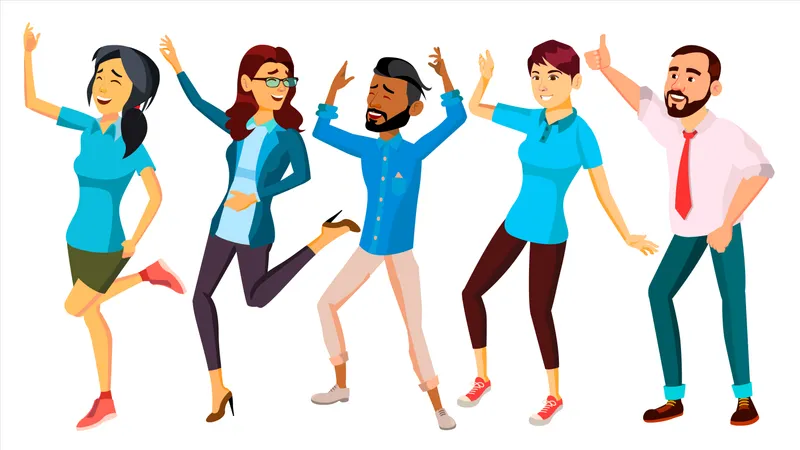 Dancing People Set Vector. Adult Persons In Action. Character Design  Illustration