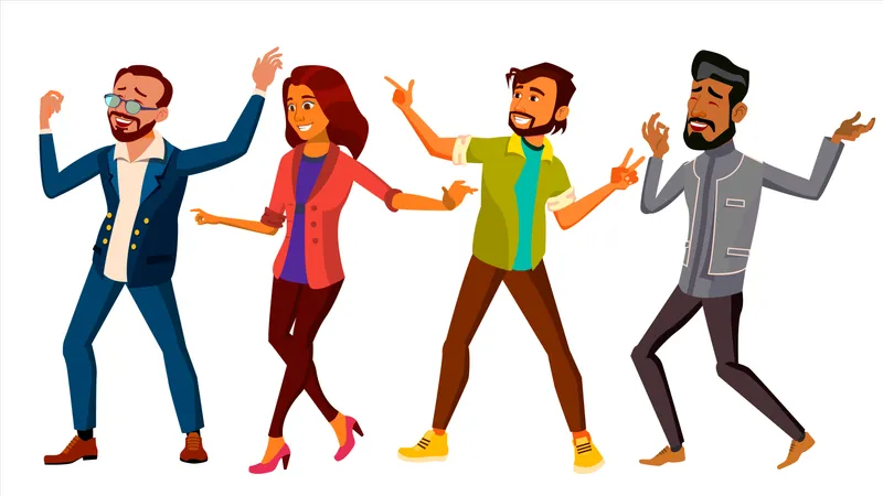 Dancing People Set Vector  Illustration