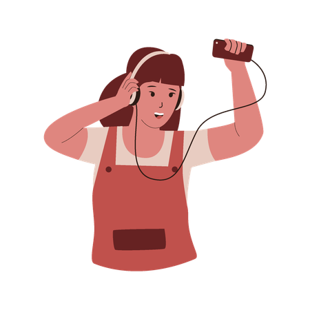 Dancing woman with headphone  Illustration
