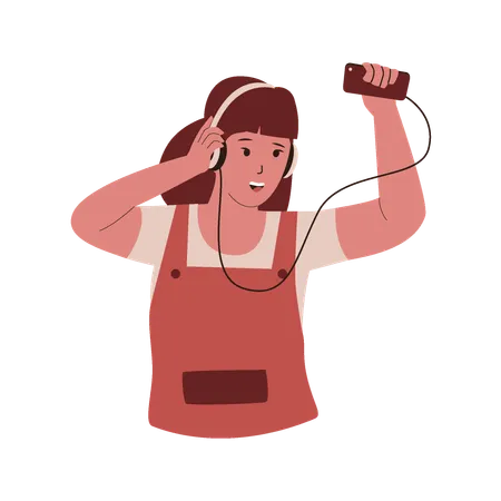 Dancing woman with headphone  Illustration