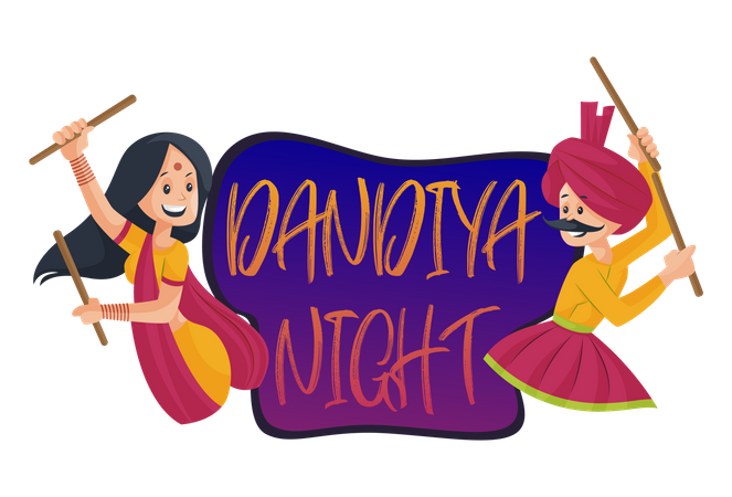 People Performing Garba Dance On Poster Banner Design For Dandiya Night  Stock Illustration - Download Image Now - iStock