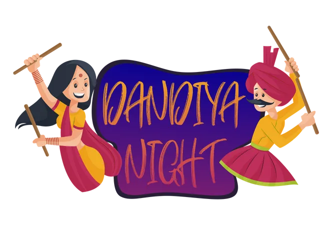 Dandiya Night or Garba Night Illustration