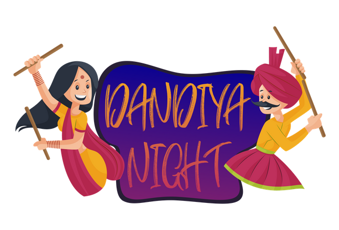 Dandiya Night or Garba Night  Illustration