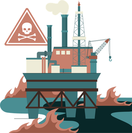 Danger while extracting fossil fuel  イラスト