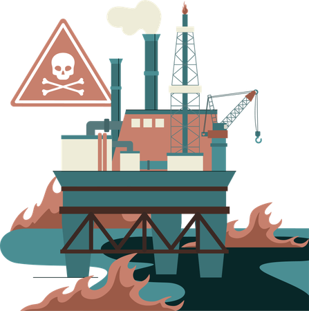 Danger while extracting fossil fuel  Illustration