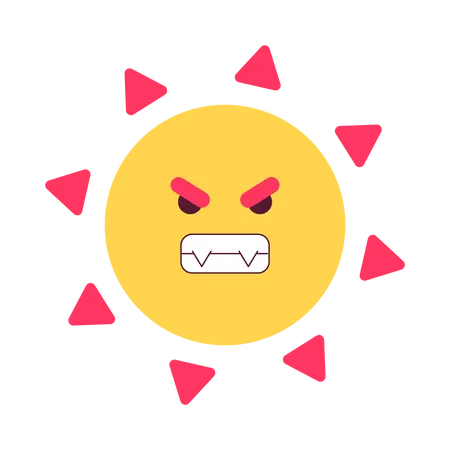Dangerous Summer Sun Semi Flat Colorful Vector Character Excessive Ultraviolet Exposure Editable Full Sized Icon On White Simple Cartoon Spot Illustration For Web Graphic Design And Animation Illustration