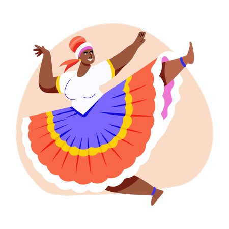 Danse cubaine présentée par une dame  Illustration