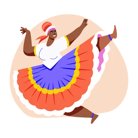 Danse cubaine présentée par une dame  Illustration