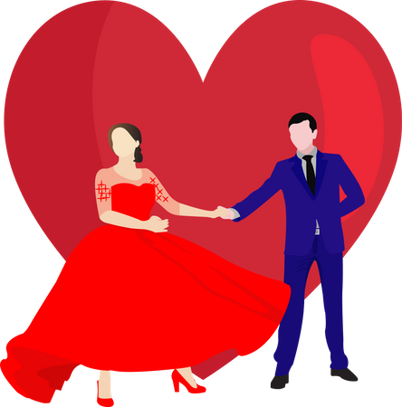 Danse de couple à la fête de la Saint-Valentin  Illustration