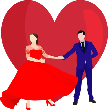Danse de couple à la fête de la Saint-Valentin  Illustration