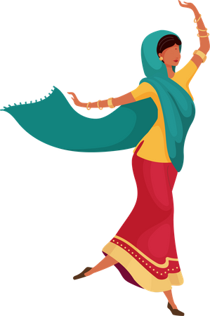 Femme indienne dansante  Illustration